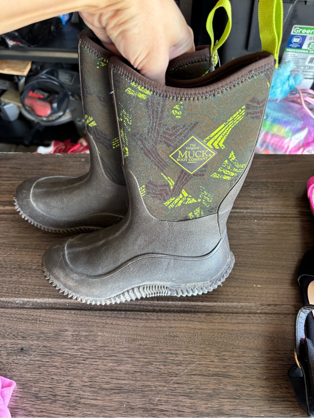 The Original Muck Boot Company Kids' Brown & Lime Neoprene Rain Boots